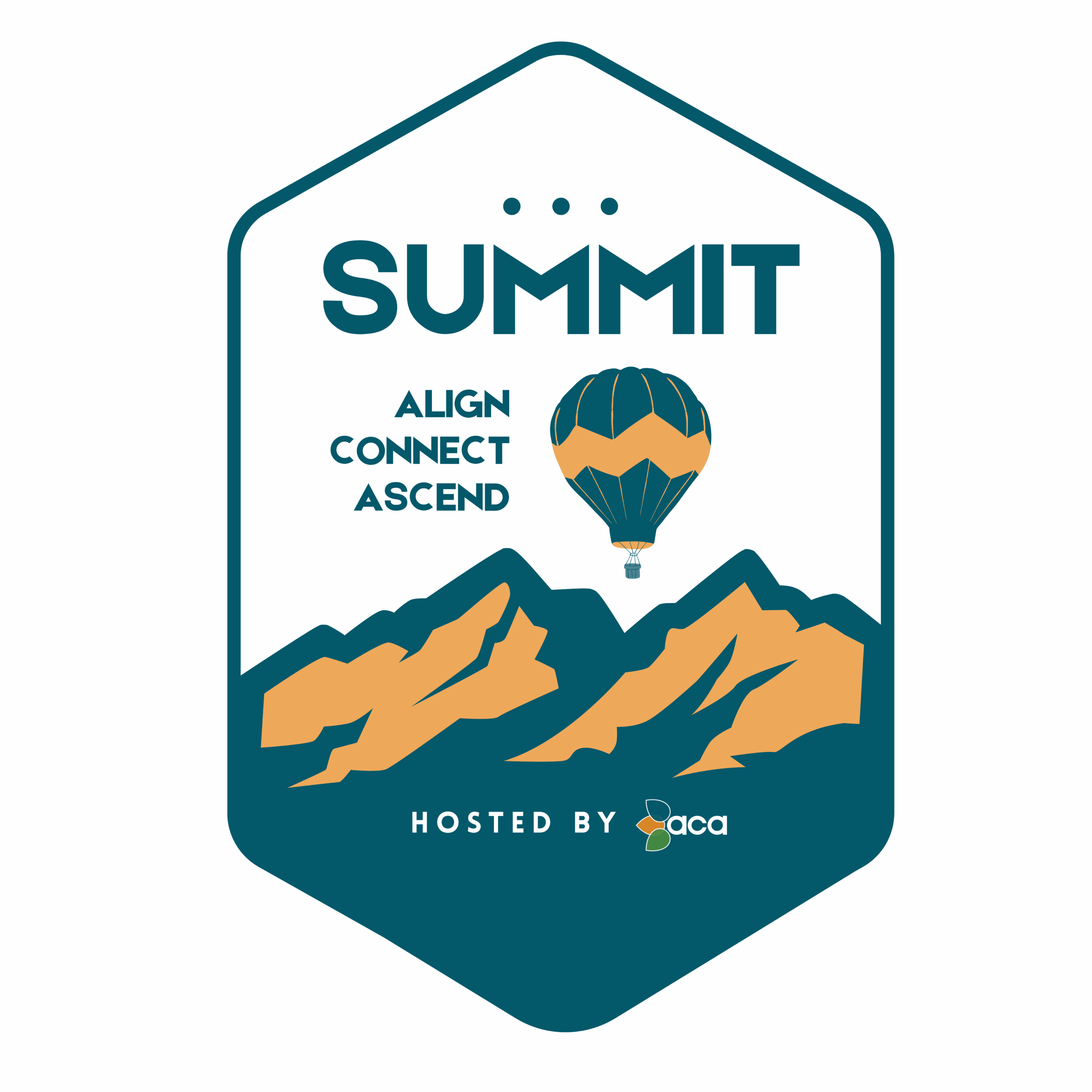 Conference logo with mountains and a hot air balloon
