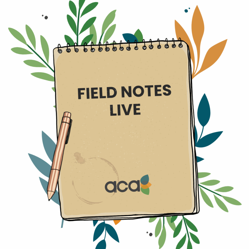 Graphic for Field Notes Live with worn notebook and pencil